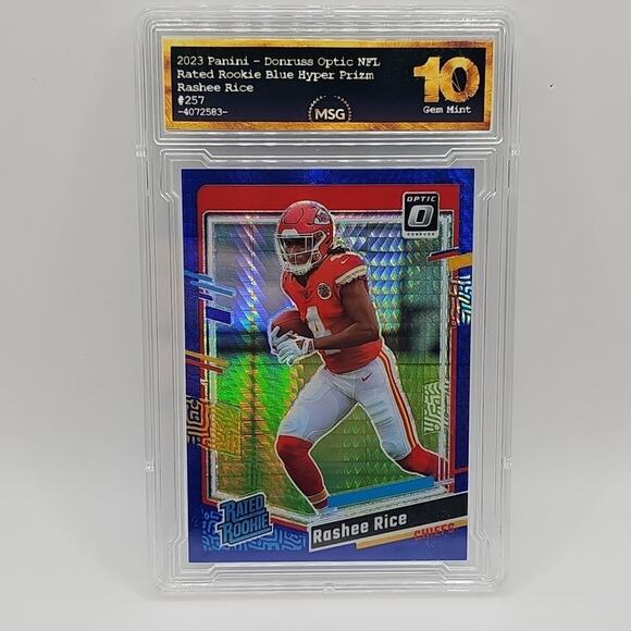 NFL Other - 2023 Panini Donruss Optic - Rated Rookie Rashee Rice #257 Hyper Blue Graded 10